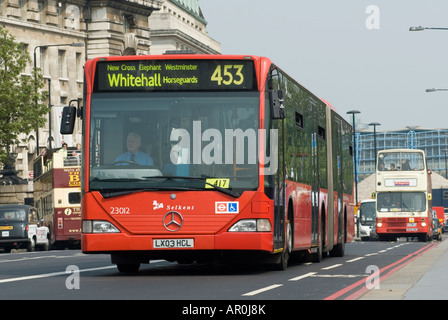 Red Bendy bus in London England Stock Photo