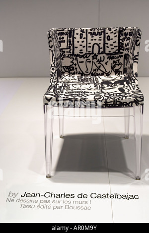 Designer Jean Charles de Castelbajac's decorated chair at Paris Maison Objet 2008