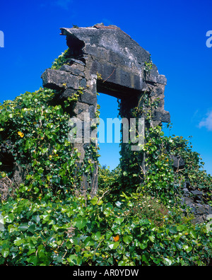 destroyed lava stone built house after earthquake on Azores. Photo by Willy Matheisl Stock Photo