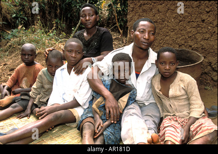 Rwandan genocide orphan Alfonse is mother and father to his younger siblings and his orphan cousins Stock Photo