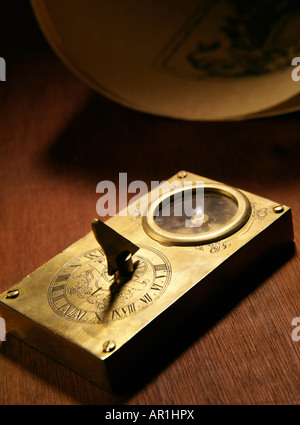 Map and compass Stock Photo