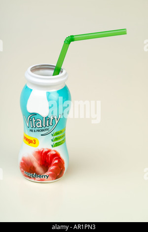 Healthy Raspberry Pro Biotic, Probiotic Yogurt Drink Stock Photo