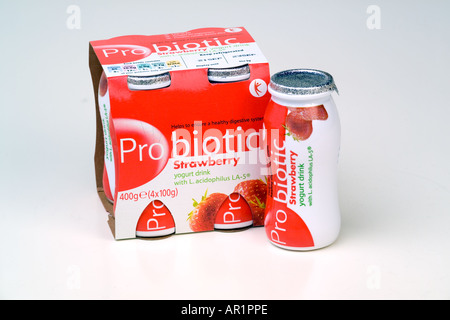 Healthy Strawberry Pro Biotic, Probiotic Yogurt Drink Stock Photo