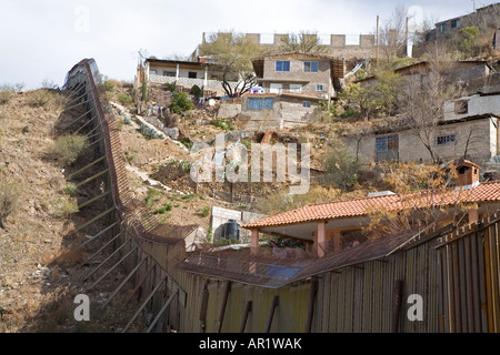 Nogales Arizona A section of the border fence that separates the United States on the left from Mexico Stock Photo