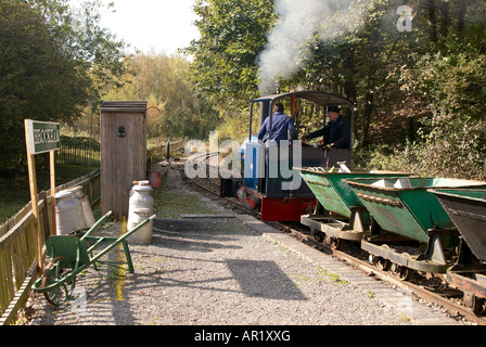 Industrial railway at the Amberley Working Museum near Chichester, West Sussex, England with Bagnall 0-4-0 saddle tank loco. Stock Photo