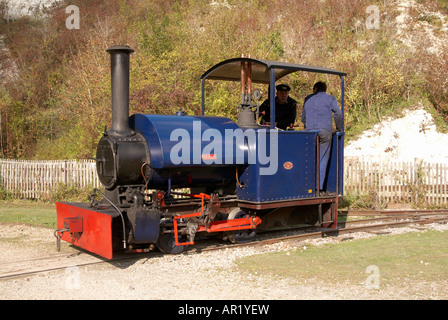 Industrial railway at the Amberley Working Museum near Chichester, West Sussex, England with Bagnall 0-4-0 saddle tank loco. Stock Photo