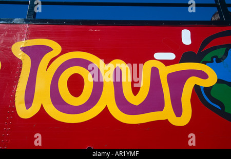 Tour painted on a Cadiz tour bus, Cadiz, Spain Stock Photo