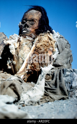 Human Mummy In The Chauchilla Cemetery Near Nazca In Peru Stock Photo