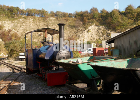 Industrial railway at the Amberley Working Museum near Chichester, West Sussex, England with Bagnall 0-4-0 saddle tank loco. Stock Photo