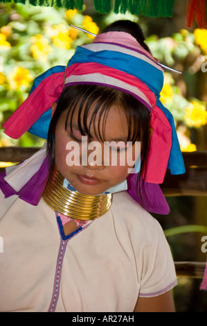 Portrait Of A Woman Red Karen Kayah Long Ears, Northern Thailand, Asia 