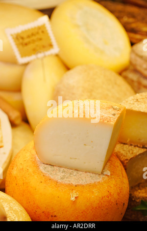 Italian cheese on sale in Tuscany, Italy Stock Photo