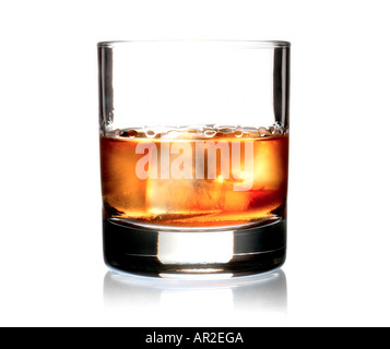 Glass of whiskey on the rocks. Stock Photo