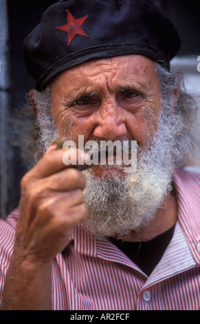 Old man with pipe Havana Cuba Stock Photo