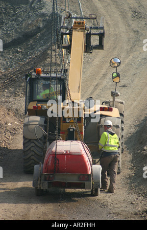 machinery road construction site cherry picker Stock Photo