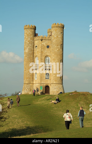 Tourists at Broadway Tower in The Costwolds Worcesteshire England UK Europe Stock Photo