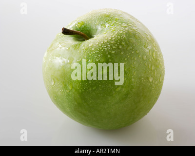 uncut green apple. Golden Delicious Stock Photo