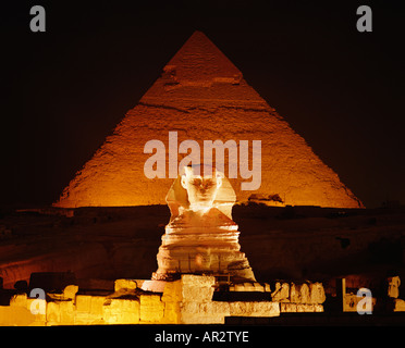 Son et Lumiere at Giza Sphynx and the Pyramids Stock Photo - Alamy