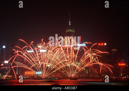 Fireworks celebrating Hong Kong s Mid Autumn Festival Stock Photo