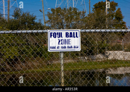 Foul Ball Zone Sign Stock Photo