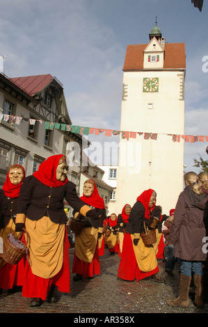 Swabian Alemannic carnival in Isny South Germany Schwäbisch Alemannische Fastnacht in Isny im Allgäu Fasching Fastnacht or Fasne Stock Photo