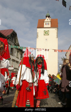 Swabian Alemannic carnival in Isny South Germany Schwäbisch Alemannische Fastnacht in Isny im Allgäu Fasching Fastnacht or Fasne Stock Photo