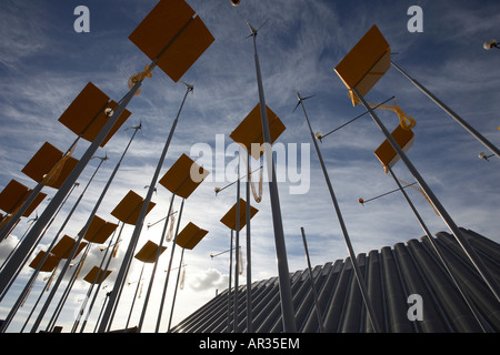 wind turbines and solar panels form alternative enery plant close ...