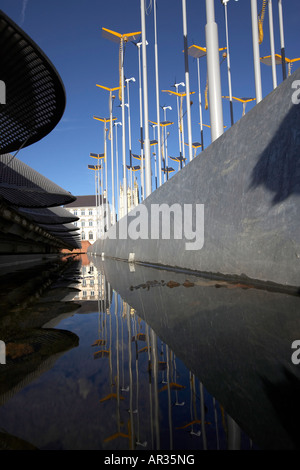 Burnett House and reflection in the recycled rain water at the Arc Kingston upon Hull East Yorkshire UK Stock Photo