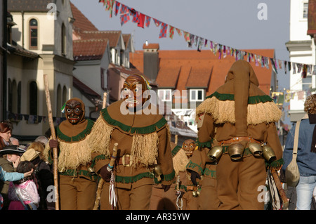 Swabian Alemannic carnival in Isny South Germany Schwäbisch Alemannische Fastnacht in Isny im Allgäu Fasching Fastnacht or Fasne Stock Photo