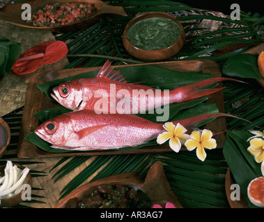 Fish and poi for Hawaiian luau Stock Photo