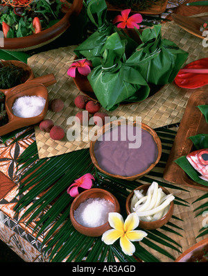 Fish and poi for Hawaiian luau Stock Photo