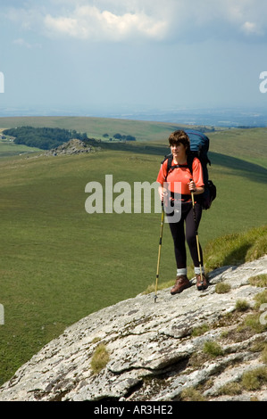 Female walker in Dartmoor National park Devon England UK Stock Photo