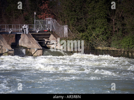 Bell Weir Lock Runnymede Surrey in Flood Stock Photo