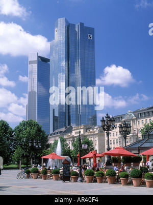 Street scene with Deutsche bank Opernplatz in background Frankfurt am Main Germany Stock Photo