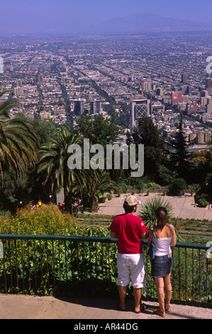 Panorama view of eastern Santiago, seen from San Cristobal hill Santiago Chile south america Stock Photo