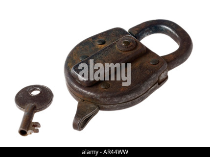 Antique lock and key Stock Photo