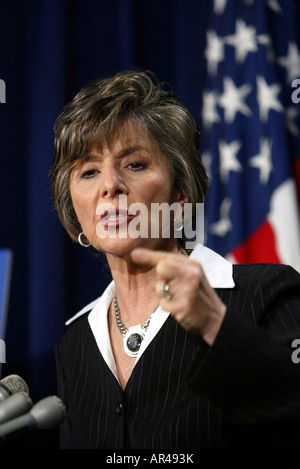 Senator Barbara Boxer at a press briefing at the US Capitol. Stock Photo