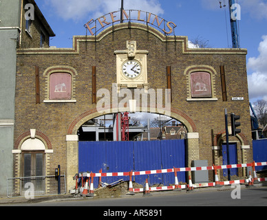 The old front entrance to the Fremlins Brewery in Maidstone Kent during redevelopment into shopping centre Fremlin Walk Stock Photo