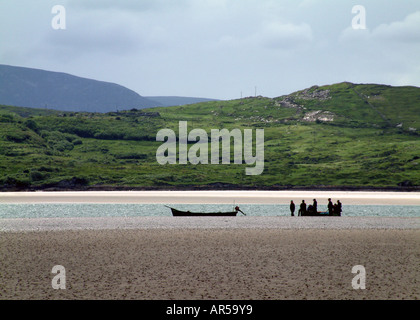 Ardara County Donegal Ireland Salmon fishermen at work Stock Photo