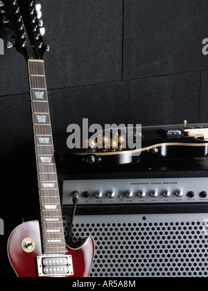 Electric guitars and amplifier Stock Photo