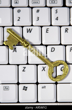 Computer keyboard with key Stock Photo
