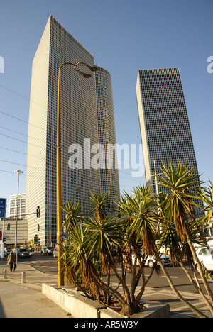 The Three Azrieli skyscrapers of Tel-Aviv seen from a nearby Bridge ...