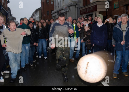 Shrove Tuesday Football traditional shrovetide village community game. Atherstone Warwickshire UK 2008 2000s HOMER SYKES Stock Photo