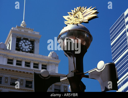 the weather machine at pioneer courthouse square in portland oregon Stock Photo