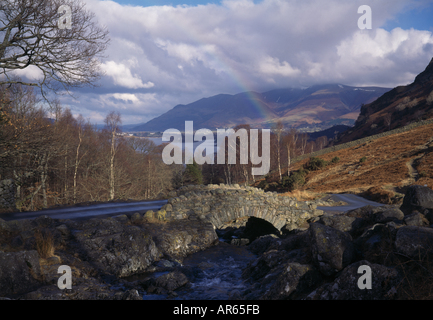 A view over Ashness Bridge and the Vale of Keswick Cumbria Stock Photo