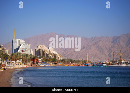 Beachfront hotels, North Beach, Eilat, South District, Israel Stock Photo