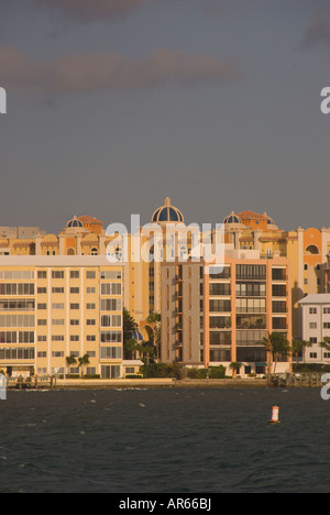 Sarasota Florida sarasota bayfront skyline bright colors buildings architecture condos Stock Photo