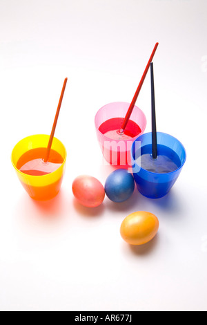 Colouring Easter eggs Stock Photo