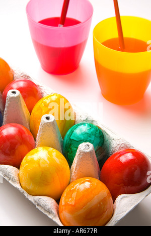 Colouring Easter eggs Stock Photo