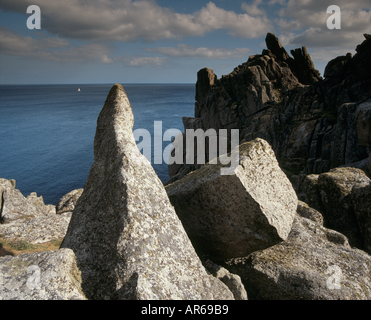 Penberth Cove Treen Cliff Cornwall Stock Photo