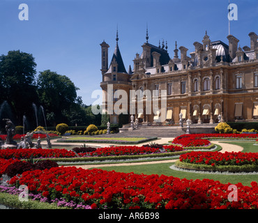 Waddesdon Manor, Buckinghamshire, England, 1874-1889. Exterior from garden. Stock Photo